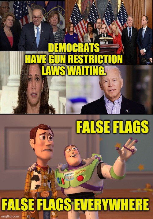 The Left Hate The Second Amendment Because Sheep Shouldn't Be Allowed To Fight Back | DEMOCRATS HAVE GUN RESTRICTION LAWS WAITING. FALSE FLAGS; FALSE FLAGS EVERYWHERE | image tagged in x x everywhere,democrats,leftists,gun rights,gun laws,false flag | made w/ Imgflip meme maker