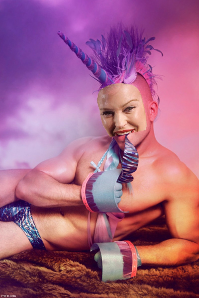 Kylie: LGBTQ identification appropriation | image tagged in gay unicorn,unicorn man,kylie minogue botox,kylie minogue,kylieminoguesucks,crossover templates | made w/ Imgflip meme maker
