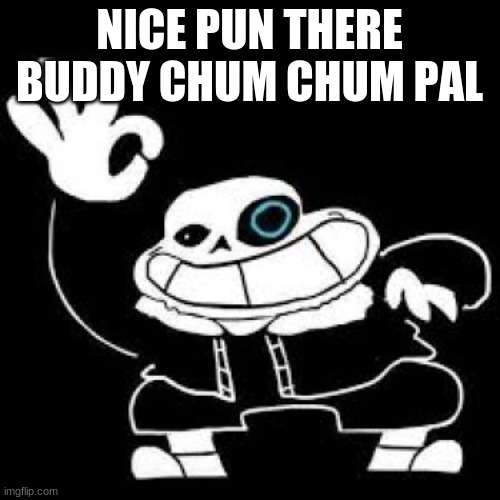 Saness | NICE PUN THERE BUDDY CHUM CHUM PAL | image tagged in saness | made w/ Imgflip meme maker