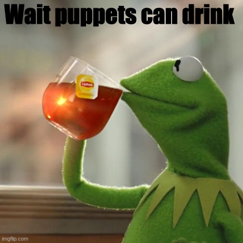 Hmmm | Wait puppets can drink | image tagged in memes,kermit the frog | made w/ Imgflip meme maker