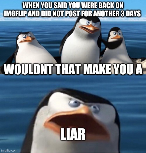 mmmmmmmmmmmmmmmmm | WHEN YOU SAID YOU WERE BACK ON IMGFLIP AND DID NOT POST FOR ANOTHER 3 DAYS; WOULDNT THAT MAKE YOU A; LIAR | image tagged in wouldn't that make you | made w/ Imgflip meme maker