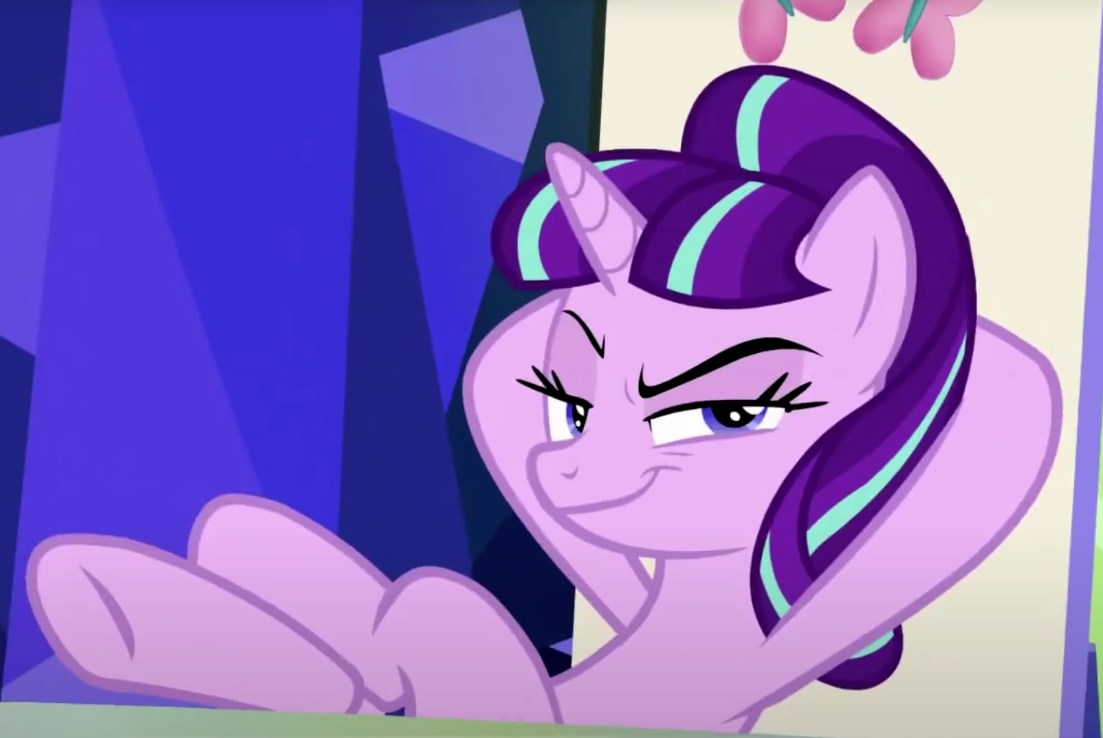 High Quality Starlight Glimmer Sitting In Fluttershy's Throne Blank Meme Template