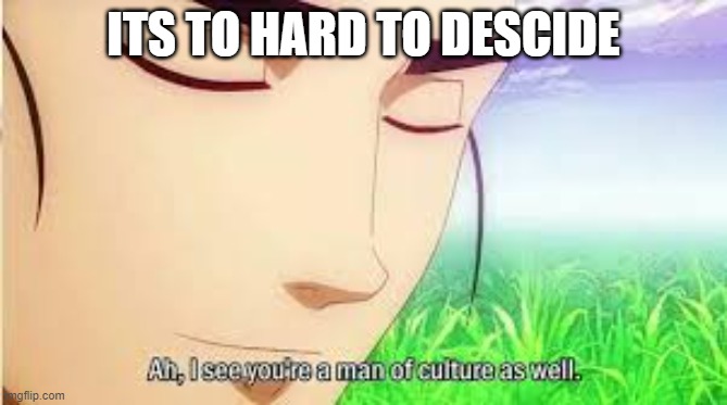 Ah,I see you are a man of culture as well | ITS TO HARD TO DESCIDE | image tagged in ah i see you are a man of culture as well | made w/ Imgflip meme maker