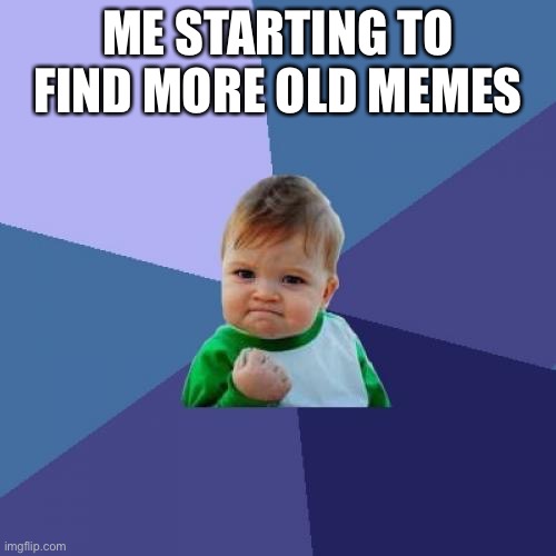 Old memes | ME STARTING TO FIND MORE OLD MEMES | image tagged in memes,success kid | made w/ Imgflip meme maker
