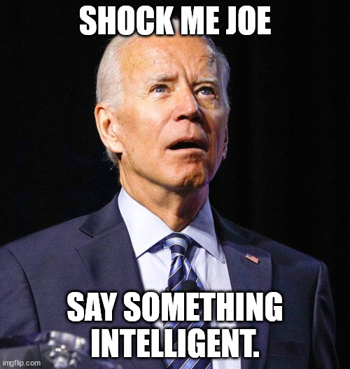 Joe Biden | SHOCK ME JOE; SAY SOMETHING INTELLIGENT. | image tagged in joe biden,idiot | made w/ Imgflip meme maker