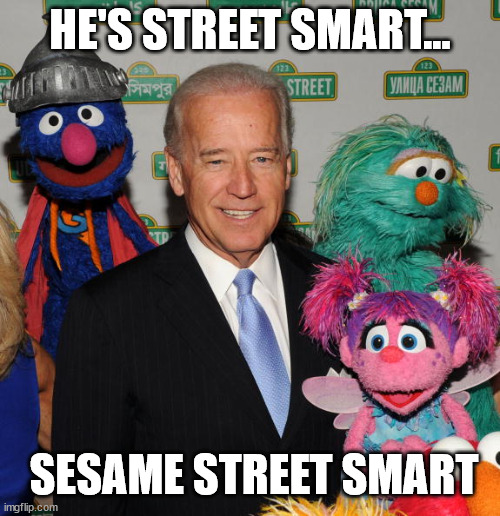 Dope! | HE'S STREET SMART... SESAME STREET SMART | image tagged in stupidity,idiot,creepy joe biden | made w/ Imgflip meme maker