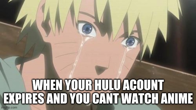 Finishing anime | WHEN YOUR HULU ACOUNT EXPIRES AND YOU CANT WATCH ANIME | image tagged in finishing anime | made w/ Imgflip meme maker