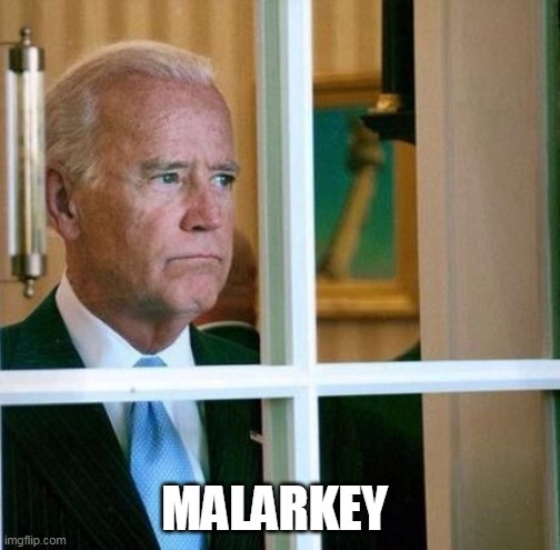 Sad Joe Biden | MALARKEY | image tagged in sad joe biden | made w/ Imgflip meme maker