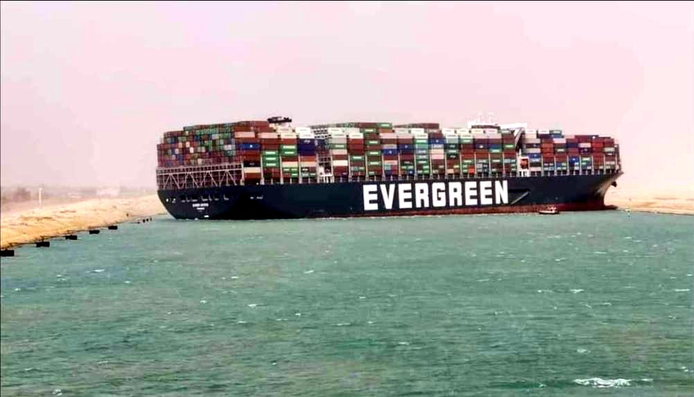 High Quality Evergreen Container Blocked Ship Suez Canal Blank Meme Template