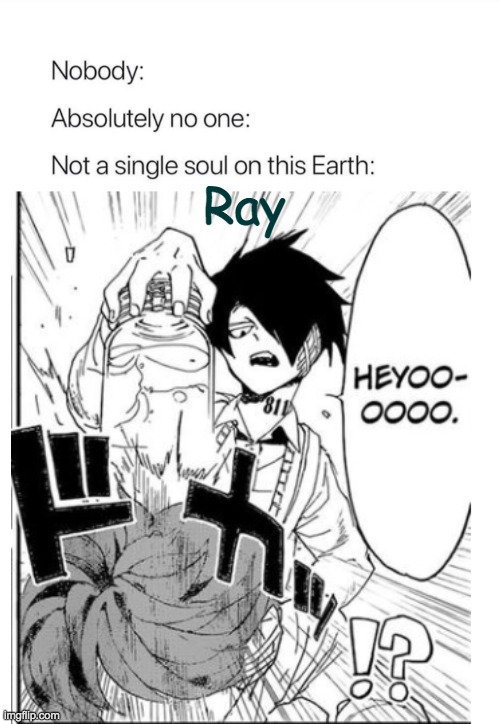tpn meme | Ray | image tagged in nobody absolutely no one | made w/ Imgflip meme maker