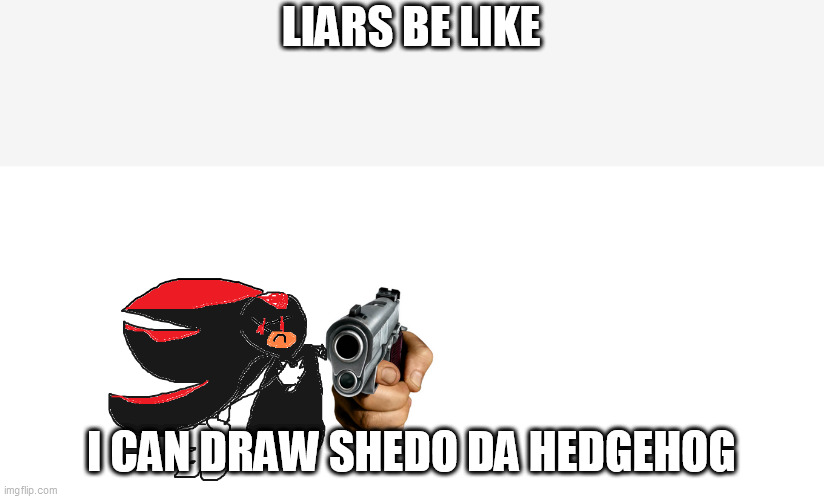 Liars be Like | LIARS BE LIKE; I CAN DRAW SHEDO DA HEDGEHOG | image tagged in memes,funny memes | made w/ Imgflip meme maker