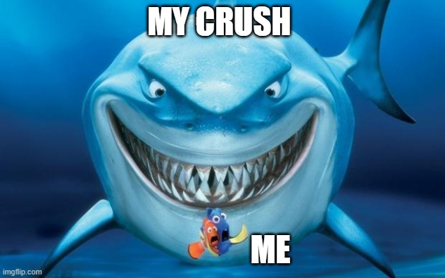 Hungry shark nemoÂ´s | MY CRUSH; ME | image tagged in hungry shark nemo s | made w/ Imgflip meme maker