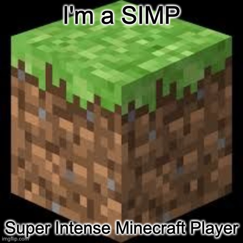 Minecraft Block |  I'm a SIMP; Super Intense Minecraft Player | image tagged in minecraft block,memes,gaming,funny,simp | made w/ Imgflip meme maker