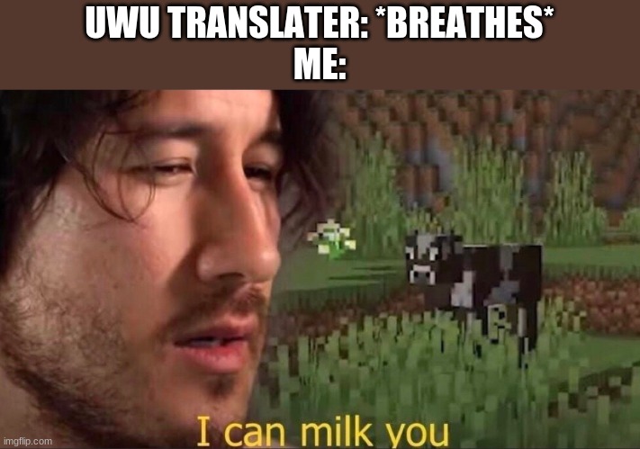 I can milk you (template) | UWU TRANSLATOR: *BREATHES*
ME: | image tagged in i can milk you template | made w/ Imgflip meme maker