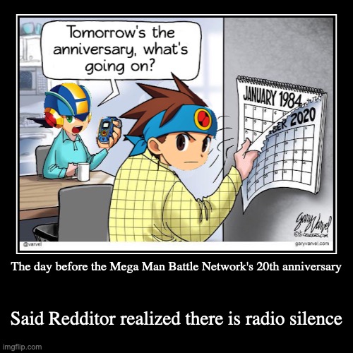One Day Before the First Day of Battle Network's 20th Anniversary | image tagged in funny,demotivationals,megaman,megaman battle network | made w/ Imgflip demotivational maker
