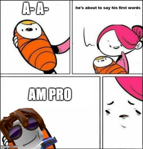 Sebee meme lol | A- A-; AM PRO | image tagged in he is about to say his first words | made w/ Imgflip meme maker