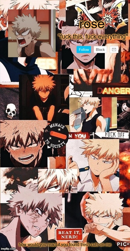 roses bakugo template | how would you react if you found fresh cuts on me | image tagged in roses bakugo template | made w/ Imgflip meme maker