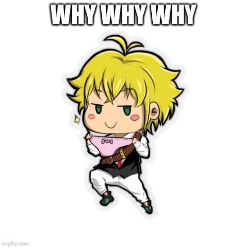 Meliodas | WHY WHY WHY | image tagged in meliodas | made w/ Imgflip meme maker