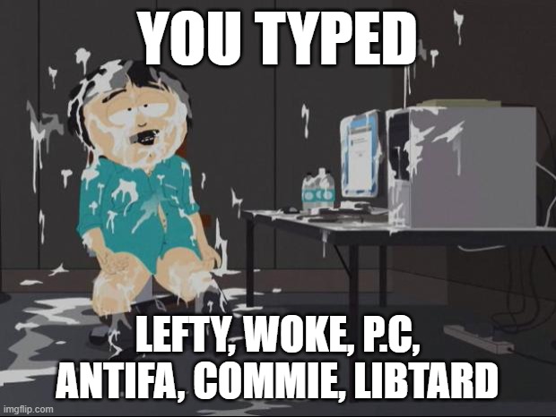 you typed | YOU TYPED; LEFTY, WOKE, P.C, ANTIFA, COMMIE, LIBTARD | image tagged in randy marsh computer | made w/ Imgflip meme maker