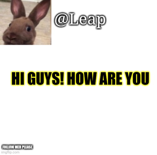 Lol | HI GUYS! HOW ARE YOU | image tagged in leaps template | made w/ Imgflip meme maker