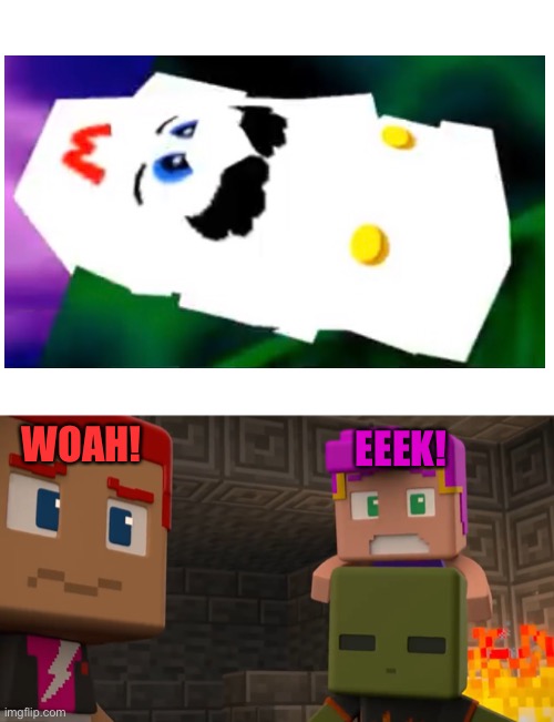 EEEK! WOAH! | image tagged in blank white template,super mario,minecraft mini series | made w/ Imgflip meme maker