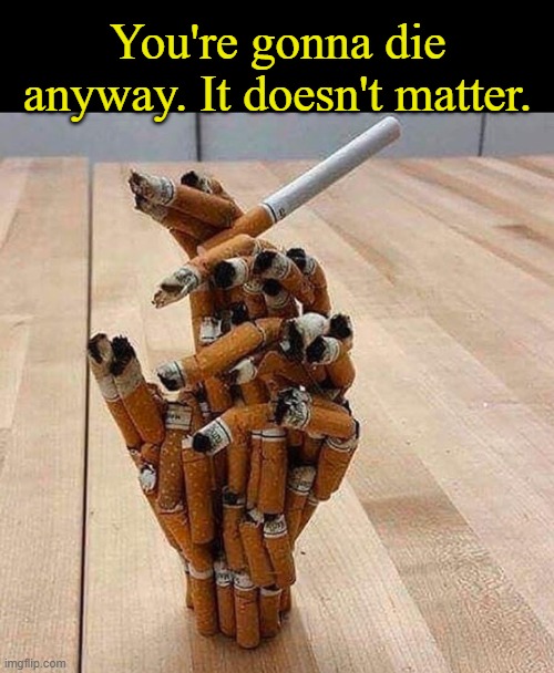 You're gonna die anyway. It doesn't matter. | image tagged in smoking kills,so does dying | made w/ Imgflip meme maker