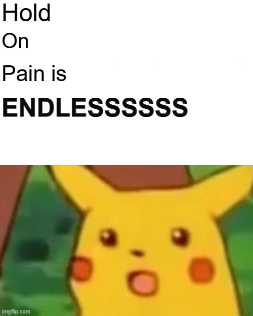 jkjk | Hold; On; Pain is; ENDLESSSSSS | image tagged in memes | made w/ Imgflip meme maker