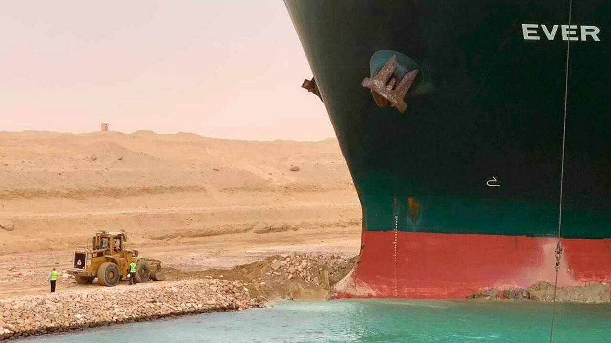 High Quality Excavator Container Ship Suez Canal Blank Meme Template