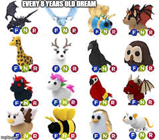 Adopt me pets | EVERY 8 YEARS OLD DREAM | image tagged in adopt me pets | made w/ Imgflip meme maker
