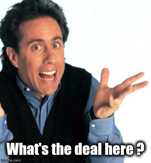 Jerry Seinfeld What's the Deal | What's the deal here ? | image tagged in jerry seinfeld what's the deal | made w/ Imgflip meme maker