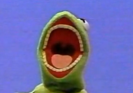 High Quality Kermit is opening wide Blank Meme Template