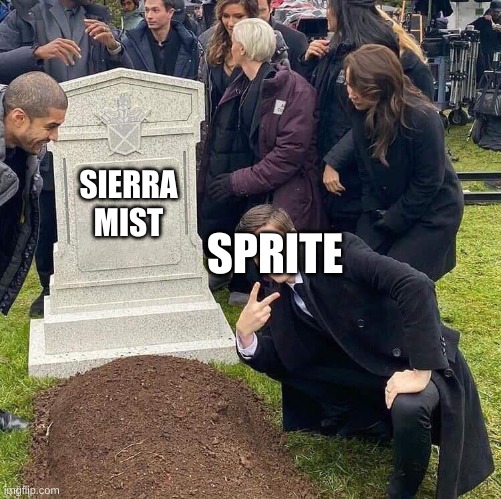 XD | SIERRA MIST; SPRITE | image tagged in guy posing in front of grave | made w/ Imgflip meme maker