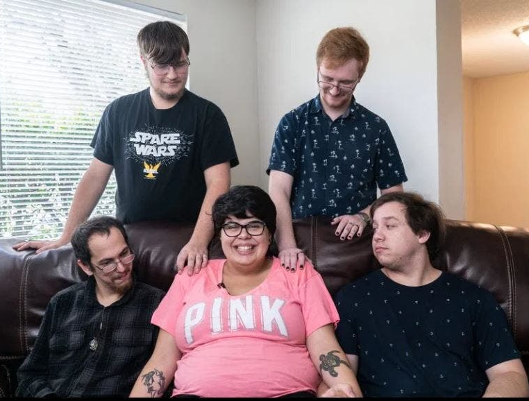 1 woman 4 boyfriends Blank Meme Template