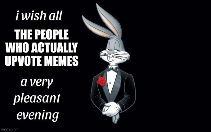 I wish all the X a very pleasant evening | THE PEOPLE WHO ACTUALLY UPVOTE MEMES | image tagged in i wish all the x a very pleasant evening | made w/ Imgflip meme maker