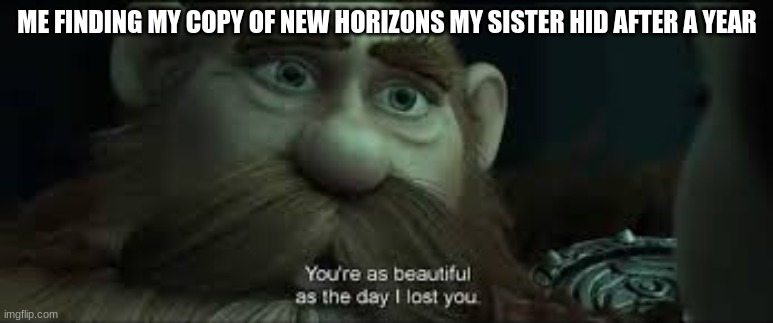 You're as beautiful as the day I lost you | ME FINDING MY COPY OF NEW HORIZONS MY SISTER HID AFTER A YEAR | image tagged in you're as beautiful as the day i lost you | made w/ Imgflip meme maker