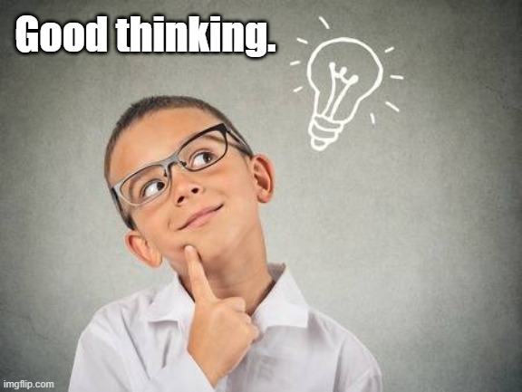 smart kid | Good thinking. | image tagged in smart kid | made w/ Imgflip meme maker