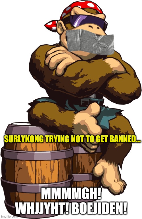 SurlyKong | SURLYKONG TRYING NOT TO GET BANNED... MMMMGH! WHJJYHT! BOEJIDEN! | image tagged in surlykong | made w/ Imgflip meme maker
