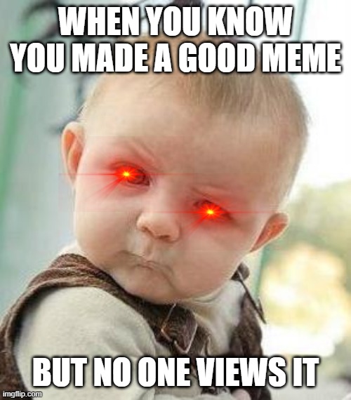 No Views | WHEN YOU KNOW YOU MADE A GOOD MEME; BUT NO ONE VIEWS IT | image tagged in confused baby | made w/ Imgflip meme maker