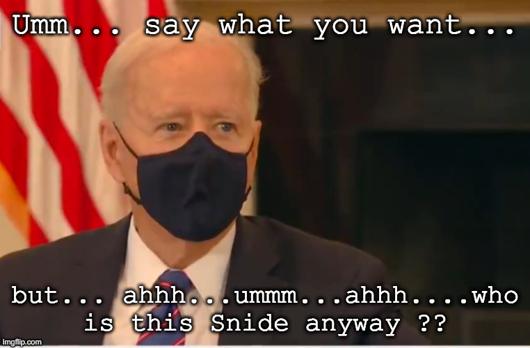 Snide | Umm... say what you want... but... ahhh...ummm...ahhh....who is this Snide anyway ?? | image tagged in who cares | made w/ Imgflip meme maker