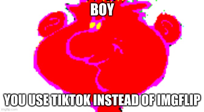 BOY | BOY; YOU USE TIKTOK INSTEAD OF IMGFLIP | image tagged in boy | made w/ Imgflip meme maker
