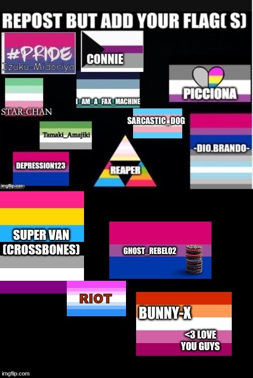 Bicurious flag added by me! | RIOT | image tagged in repost,pride flag | made w/ Imgflip meme maker