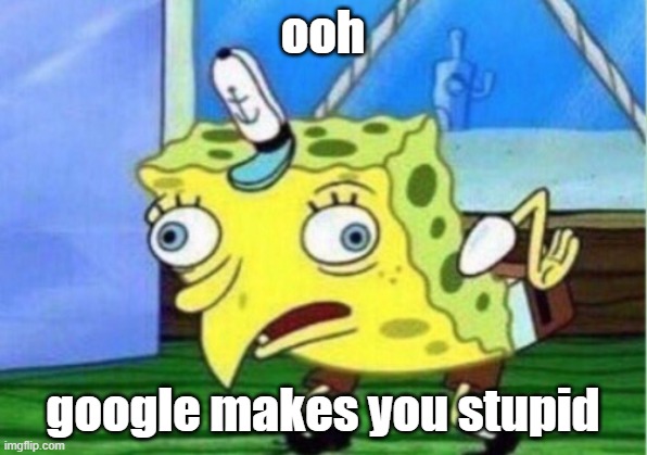 Mocking Spongebob | ooh; google makes you stupid | image tagged in memes,mocking spongebob | made w/ Imgflip meme maker