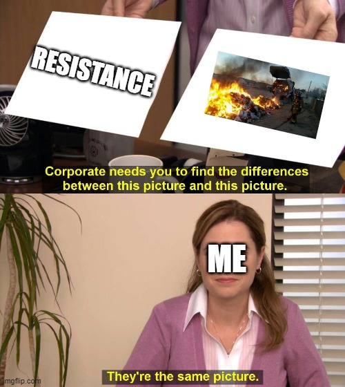 They are the same picture | RESISTANCE ME | image tagged in they are the same picture | made w/ Imgflip meme maker