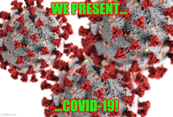 COVID-19 | WE PRESENT... ...COVID-19! | image tagged in covid-19 | made w/ Imgflip meme maker