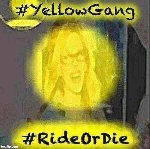 change ur icons to yellow b/c peer pressure. and to support president_beez ;) | image tagged in kylie yellow gang ride or die,meanwhile on imgflip,imgflippers,imgflip trends,imgflipper,icons | made w/ Imgflip meme maker