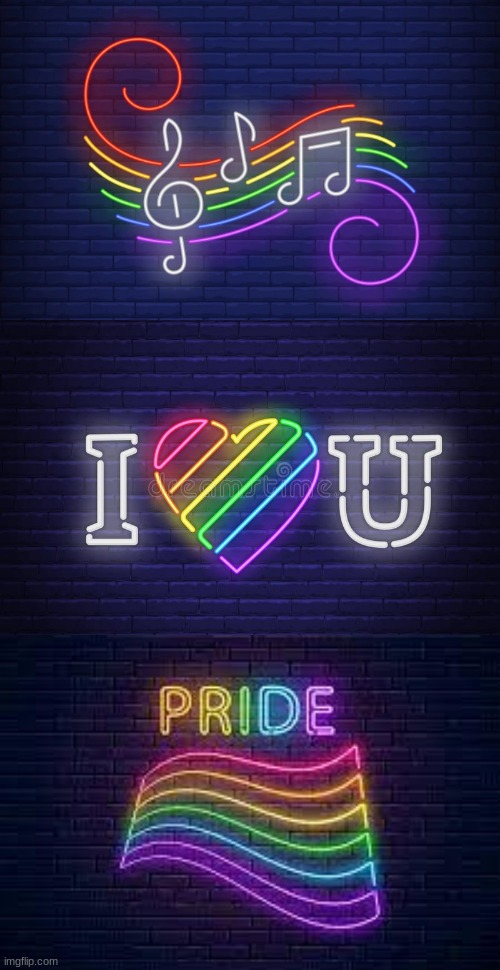 I thought you guys might want to see these! :D | image tagged in aesthetic,music notes,neon lights,gay pride | made w/ Imgflip meme maker