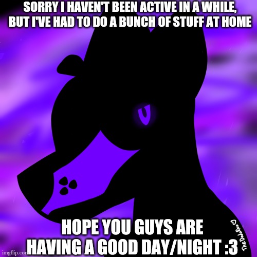 SORRY I HAVEN'T BEEN ACTIVE IN A WHILE, BUT I'VE HAD TO DO A BUNCH OF STUFF AT HOME; HOPE YOU GUYS ARE HAVING A GOOD DAY/NIGHT :3 | made w/ Imgflip meme maker