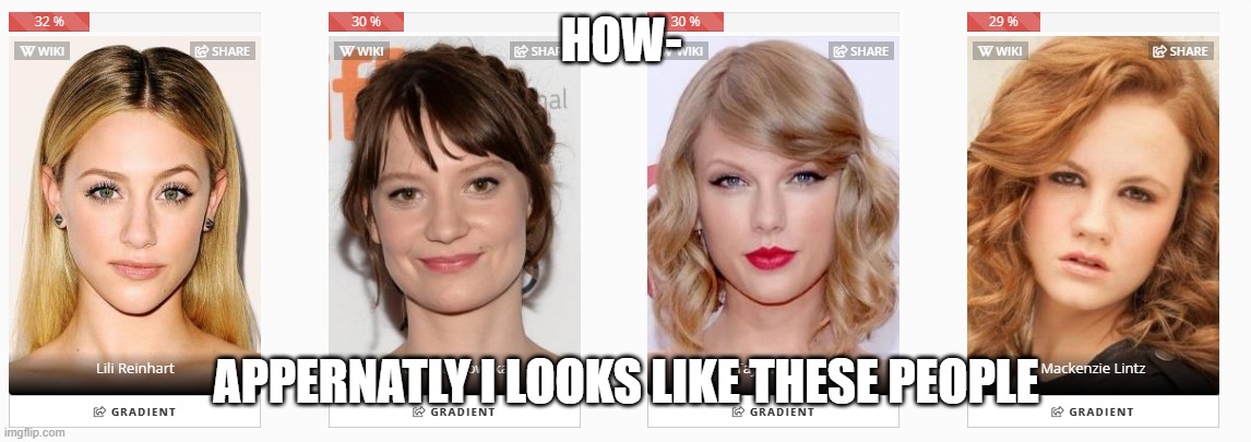 HOW-; APPERNATLY I LOOKS LIKE THESE PEOPLE | made w/ Imgflip meme maker