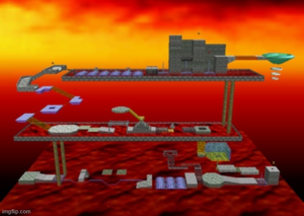 bowser in the fire sea map from sm64 | made w/ Imgflip meme maker