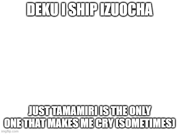 bruh | DEKU I SHIP IZUOCHA; JUST TAMAMIRI IS THE ONLY ONE THAT MAKES ME CRY (SOMETIMES) | image tagged in blank white template | made w/ Imgflip meme maker